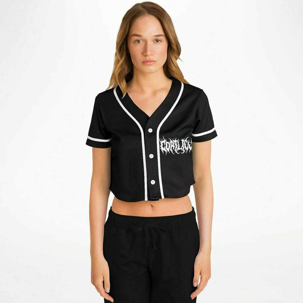 Cropped Baseball Jersey medium black white