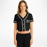 Tezcatlipoca Cropped Baseball Jersey Black and White