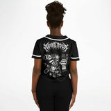 Tezcatlipoca Cropped Baseball Jersey Black and White