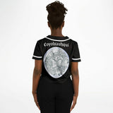 Coyolxauhqui Cropped Baseball Jersey Black and White