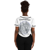 Coyolxauhqui Cropped Baseball Jersey White and Black