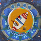Tecpatl day sign, #18 Flint Aztec Glyph: Print / Sticker / Magnet / Button / Pocket Mirror