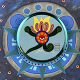 Xochil day sign, #20 Flower Aztec Glyph: Print / Sticker / Magnet / Button / Pocket Mirror