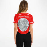 Coyolxauhqui Cropped Baseball Jersey Red and White