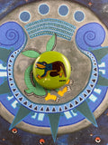 Cuetzpalin day sign, #4 Lizard Aztec Glyph: Print / Sticker / Magnet / Button / Pocket Mirror