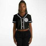 Coyolxauhqui Cropped Baseball Jersey Black and White