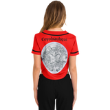 Coyolxauhqui Cropped Baseball Jersey Black and Red