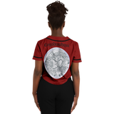 Coyolxauhqui Cropped Baseball Jersey Black and Burgendy