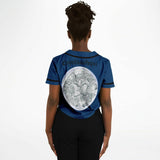 Coyolxauhqui Cropped Baseball Jersey Navy Blue and Black