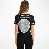 Coyolxauhqui Cropped Baseball Jersey Black and White