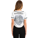 Coyolxauhqui Cropped Baseball Jersey White and Black