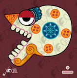 Miquiztli day sign, #6 Death Aztec Glyph: Print / Sticker / Magnet / Button / Pocket Mirror