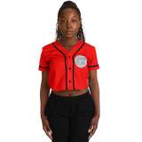 Coyolxauhqui Cropped Baseball Jersey Black and Red