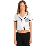 Coyolxauhqui Cropped Baseball Jersey White and Black