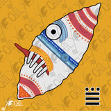 Tecpatl day sign, #18 Flint Aztec Glyph: Print / Sticker / Magnet / Button / Pocket Mirror