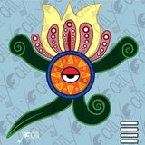 Xochil day sign, #20 Flower Aztec Glyph: Print / Sticker / Magnet / Button / Pocket Mirror