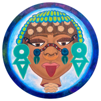 Sticker Head of Coyolxauhqui, la diosa de la luna, Aztec moon goddess