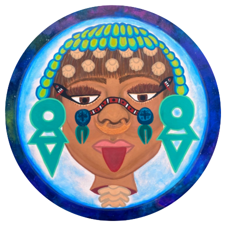 Sticker Head of Coyolxauhqui, la diosa de la luna, Aztec moon goddess