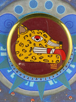 Ocelotl day sign, #14 Jaguar Aztec Glyph: Print / Sticker / Magnet / Button / Pocket Mirror