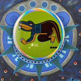 Cuetzpalin day sign, #4 Lizard Aztec Glyph: Print / Sticker / Magnet / Button / Pocket Mirror