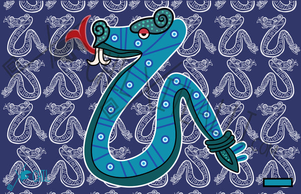 Coatl day sign, #5 Aztec Glyph Snake : Print / Sticker / Magnet / Button / Pocket Mirror