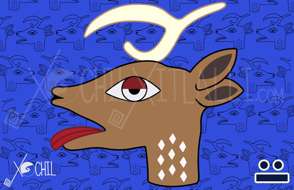 Mazatl day sign, #7 Deer Aztec Glyph: Print / Sticker / Magnet / Button / Pocket Mirror