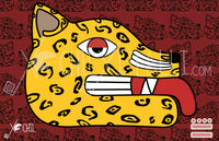 Ocelotl day sign, #14 Jaguar Aztec Glyph: Print / Sticker / Magnet / Button / Pocket Mirror