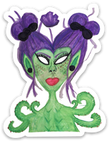 Amethyst Alien Bae  Watercolor Sticker