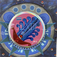 Alt day sign #9 Water Aztec Glyph: Print / Sticker / Magnet / Button / Pocket Mirror - 2 1/4 Pinback Button Holo Metallic - Print
