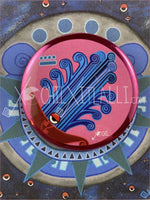 Alt day sign #9 Water Aztec Glyph: Print / Sticker / Magnet / Button / Pocket Mirror - 2 1/4 Pinback Button Pink Metallic - Print
