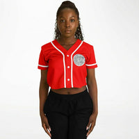 Coyolxauhqui Cropped Baseball Jersey Red and White