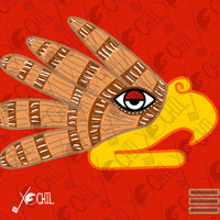 Cuauhtli day sign, #15 Eagle Aztec Glyph: Print / Sticker / Magnet / Button / Pocket Mirror