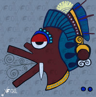 Ehecatl day sign, #2 Wind Aztec Glyph: Print / Sticker / Magnet / Button / Pocket Mirror