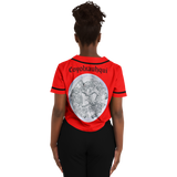 Coyolxauhqui Cropped Baseball Jersey Black and Red
