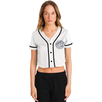 Coyolxauhqui Cropped Baseball Jersey White and Black