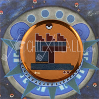 Kalli day sign #3 Kalli Aztec Glyph: Print / Sticker / Magnet / Button / Pocket Mirror - 2 1/4 Pinback Button Metallic Orange Ring - Print
